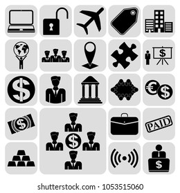 Set of 22 business icons, symbols or pictograms. Collection. Flat design. Vector Illustration.