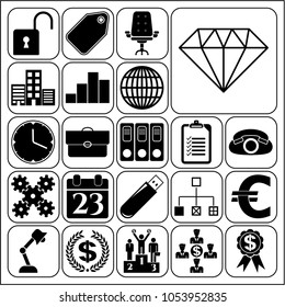  Set of 22 business icons or symbols. Collection. Detailed design. Vector Illustration.