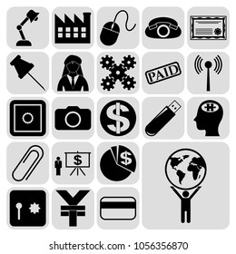 Set of 22 business icons, symbols or pictograms. Collection. Flat design. Vector Illustration.