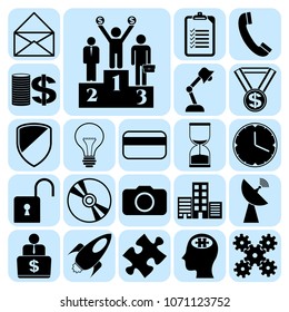 Set of 22 business icons, symbols or pictograms. Collection. Detailed design. Vector Illustration.