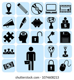  Set of 22 business icons, symbols or pictograms. Collection. Detailed design. Vector Illustration.