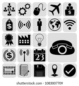  Set of 22 business icons or symbols. Collection. Flat design. Vector Illustration.