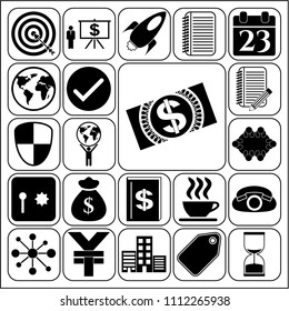  Set of 22 business icons, symbols or pictograms. Collection. Detailed design. Vector Illustration.