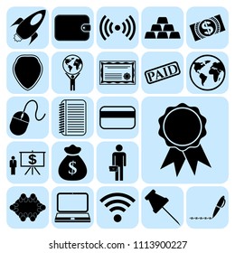  Set of 22 business icons, symbols or pictograms. Collection. Detailed design. Vector Illustration.