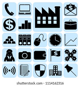 Set of 22 business icons, symbols or pictograms. Collection. Detailed design. Vector Illustration.