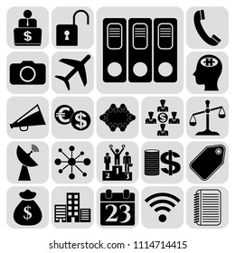 Set of 22 business icons or symbols. Collection. Detailed design. Vector Illustration.