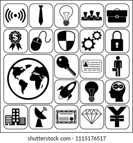  Set of 22 business icons or symbols. Collection. Detailed design. Vector Illustration.