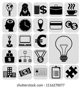 Set of 22 business icons or symbols. Collection. Amazing desing. Vector Illustration.
