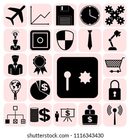 Set of 22 business icons, symbols or pictograms. Collection. Flat design. Vector Illustration.