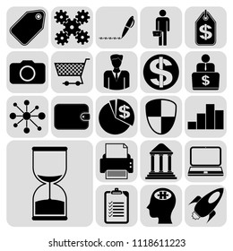 Set of 22 business icons, symbols or pictograms. Collection. Detailed design. Vector Illustration.