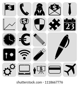 Set of 22 business icons or symbols. Collection. Amazing desing. Vector Illustration.