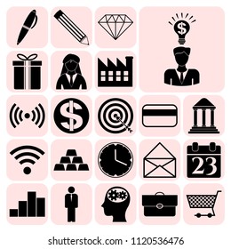 Set of 22 business icons or symbols. Collection. Amazing desing. Vector Illustration.