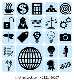 Set of 22 business icons or symbols. Collection. Amazing desing. Vector Illustration.