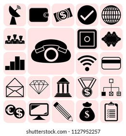 Set of 22 business icons or symbols. Collection. Detailed design. Vector Illustration.