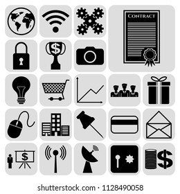 Set of 22 business icons or symbols. Collection. Detailed design. Vector Illustration.