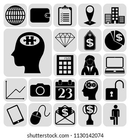 Set of 22 business icons, symbols or pictograms. Collection. Amazing desing. Vector Illustration.