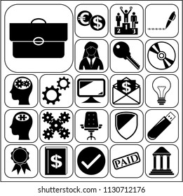 Set of 22 business icons or symbols. Collection. Flat design. Vector Illustration.