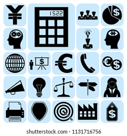 Set of 22 business icons, symbols or pictograms. Collection. Detailed design. Vector Illustration.