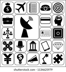 Set of 22 business icons or symbols. Collection. Flat design. Vector Illustration.