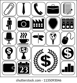 Set of 22 business icons or symbols. Collection. Amazing desing. Vector Illustration.