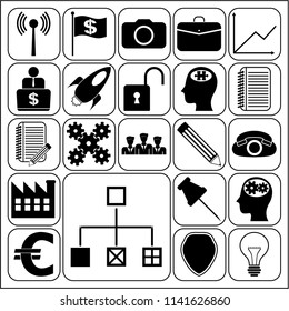 Set of 22 business icons or symbols. Collection. Detailed design. Vector Illustration.