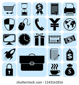 Set of 22 business icons or symbols. Collection. Detailed design. Vector Illustration.