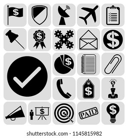 Set of 22 business icons, symbols or pictograms. Collection. Flat design. Vector Illustration.