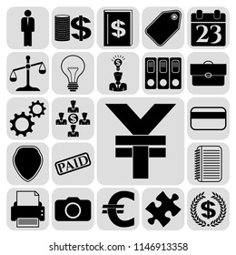 Set of 22 business icons, symbols or pictograms. Collection. Flat design. Vector Illustration.