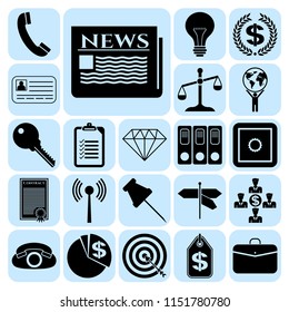 Set of 22 business icons, symbols or pictograms. Collection. Detailed design. Vector Illustration.