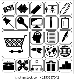 Set of 22 business icons, symbols or pictograms. Collection. Amazing desing. Vector Illustration.