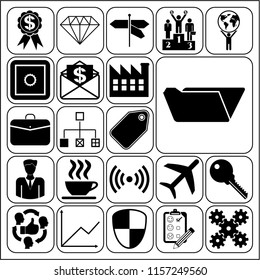 Set of 22 business icons or symbols. Collection. Detailed design. Vector Illustration.