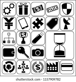 Set of 22 business icons, symbols or pictograms. Collection. Flat design. Vector Illustration.