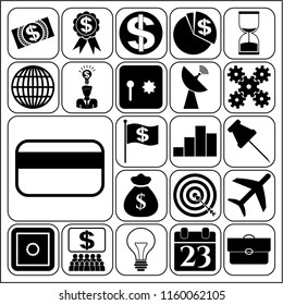 Set of 22 business icons or symbols. Collection. Detailed design. Vector Illustration.