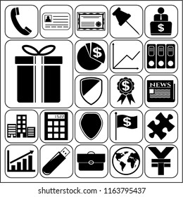 Set of 22 business icons, symbols or pictograms. Collection. Detailed design. Vector Illustration.