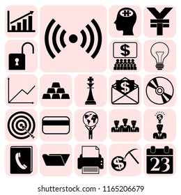 Set of 22 business icons, symbols or pictograms. Collection. Detailed design. Vector Illustration.