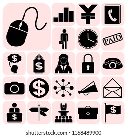 Set of 22 business icons, symbols or pictograms. Collection. Detailed design. Vector Illustration.