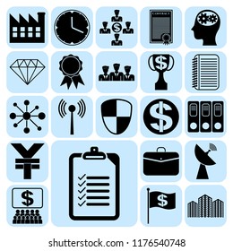 Set of 22 business icons or symbols. Collection. Detailed design. Vector Illustration.