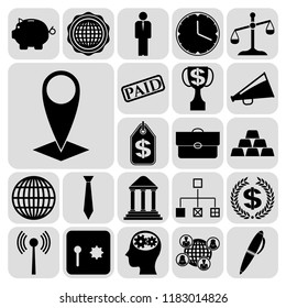 Set of 22 business icons, symbols or pictograms. Collection. Flat design. Vector Illustration.