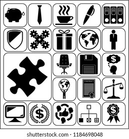 Set of 22 business icons or symbols. Collection. Flat design. Vector Illustration.