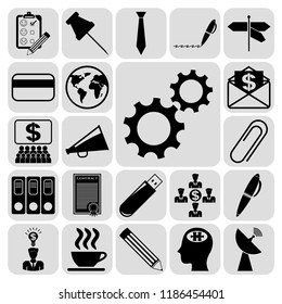 Set of 22 business icons or symbols. Collection. Flat design. Vector Illustration.