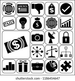 Set of 22 business icons, symbols or pictograms. Collection. Detailed design. Vector Illustration.