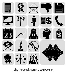 Set of 22 business icons or symbols. Collection. Detailed design. Vector Illustration.