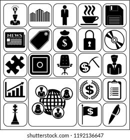 Set of 22 business icons, symbols or pictograms. Collection. Amazing desing. Vector Illustration.