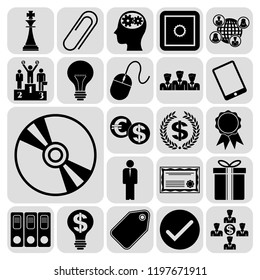 Set of 22 business icons or symbols. Collection. Flat design. Vector Illustration.