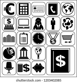 Set of 22 business icons or symbols. Collection. Detailed design. Vector Illustration.