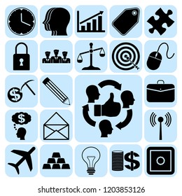 Set of 22 business icons, symbols or pictograms. Collection. Amazing desing. Vector Illustration.