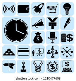 Set of 22 business icons or symbols. Collection. Detailed design. Vector Illustration.