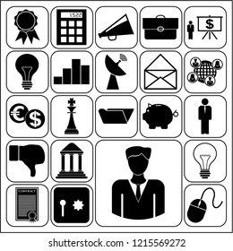 Set of 22 business icons, symbols or pictograms. Collection. Flat design. Vector Illustration.