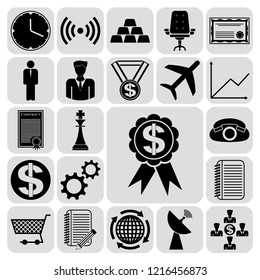 Set of 22 business icons, symbols or pictograms. Collection. Flat design. Vector Illustration.