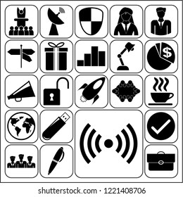 Set of 22 business icons, symbols or pictograms. Collection. Flat design. Vector Illustration.